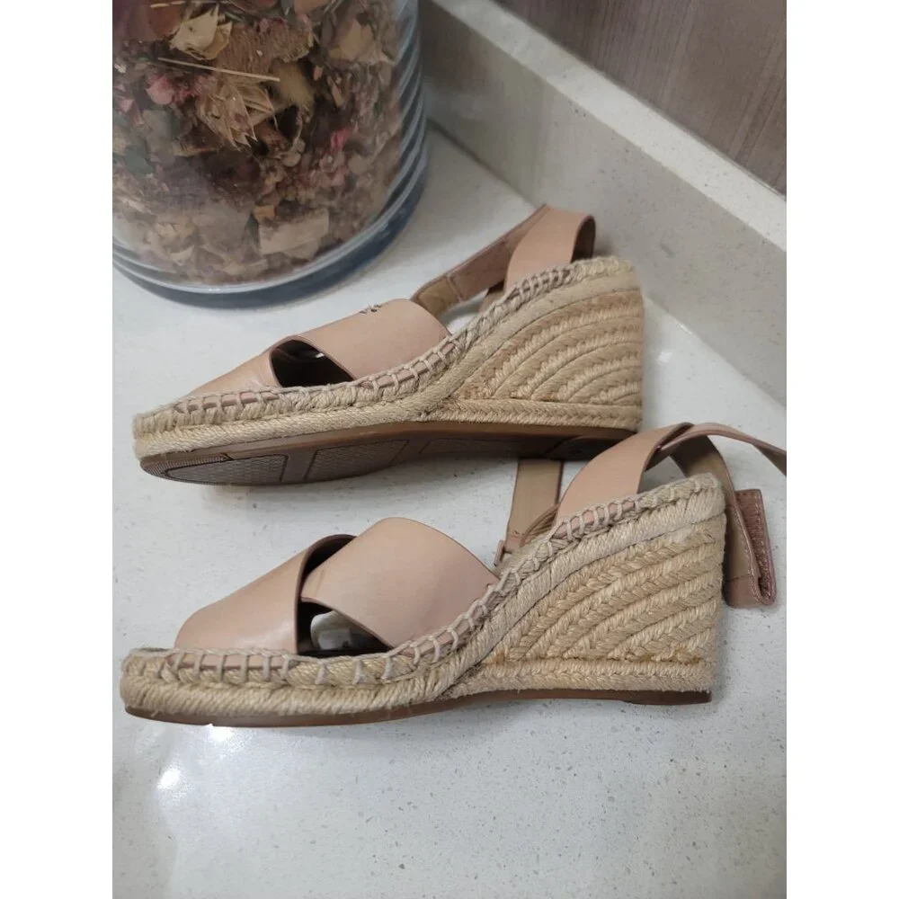 Tory Burch Blush Pink Leather Espadrille Sandals - Picture 6 of 7